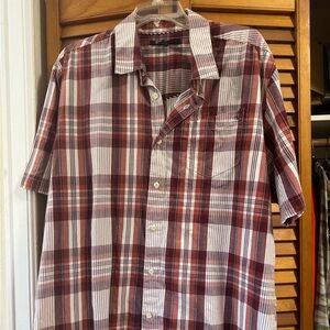 Volcom Rust, Burgundy and White Plaid Shirt XL, NWOT